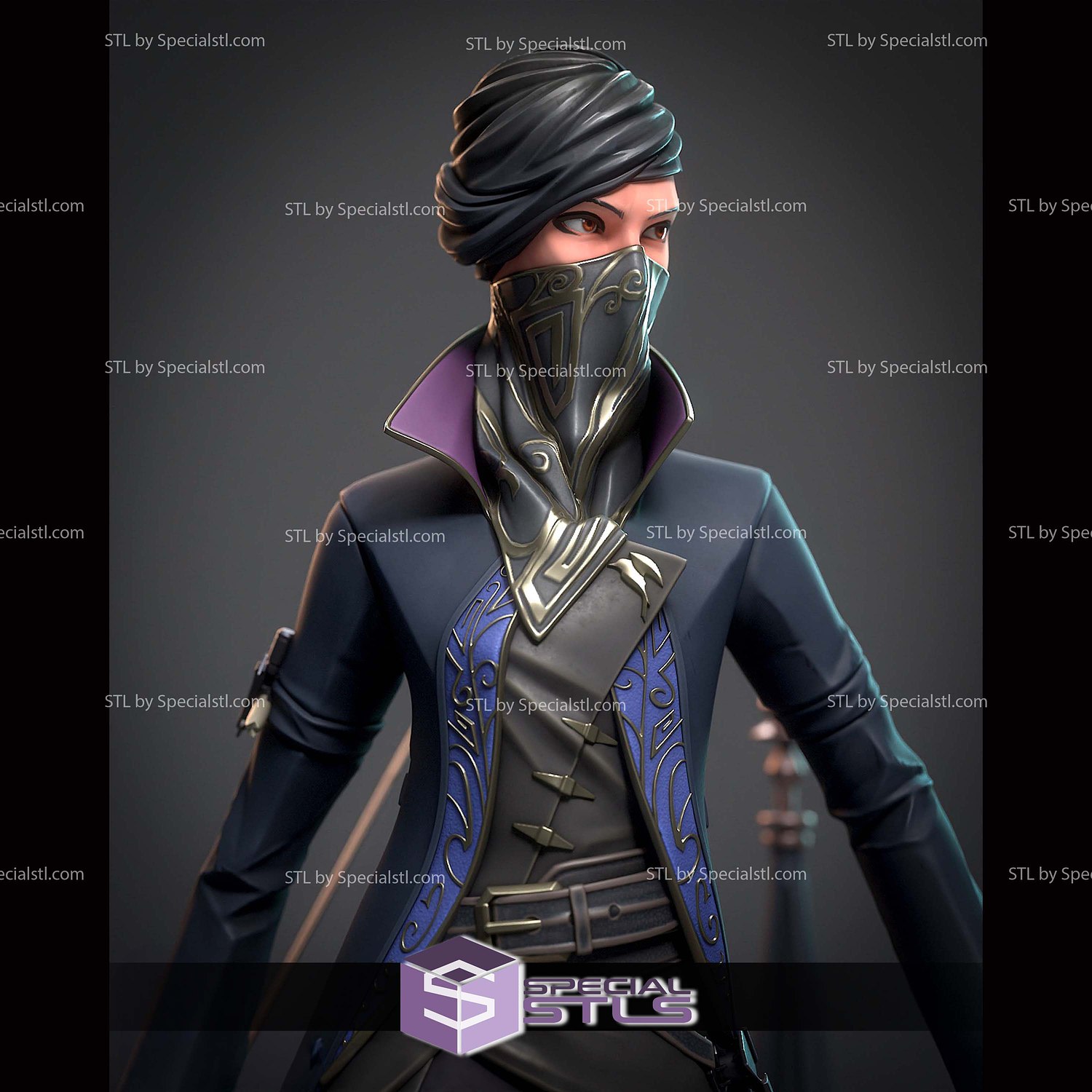 Emily Dishonored 2 STL Files 3D Model — view 4