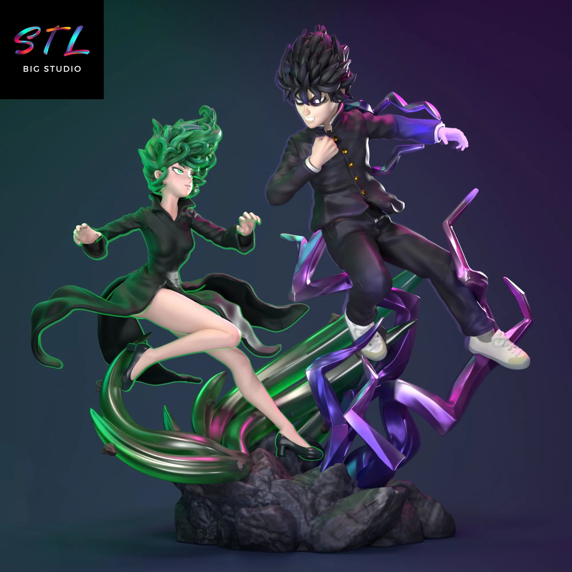 Tatsumaki vs Mob STL | ONE Crossover | Diorama for 3D Printing Model