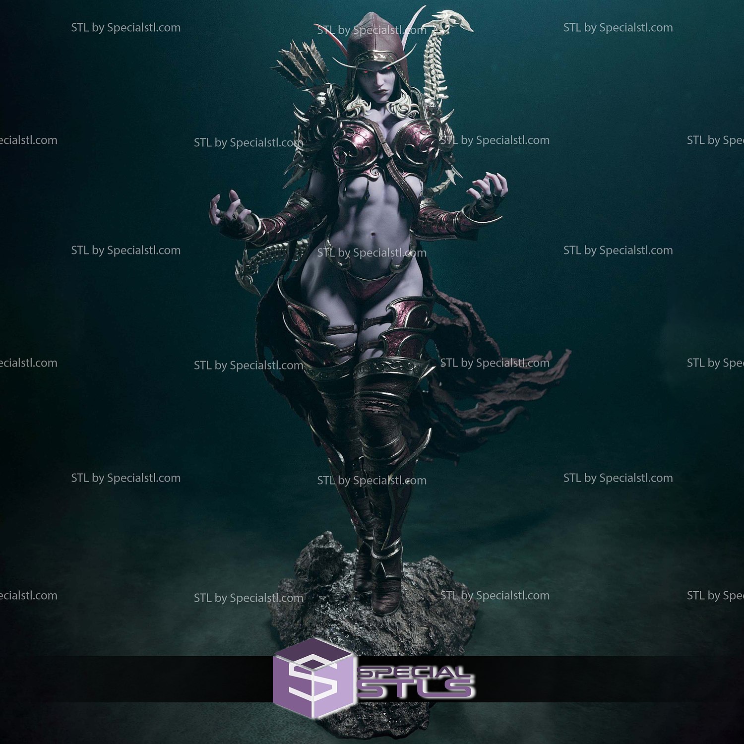 Sylvanas Windrunner Dark Warcraft 3D Printer Files STL Model — view 3