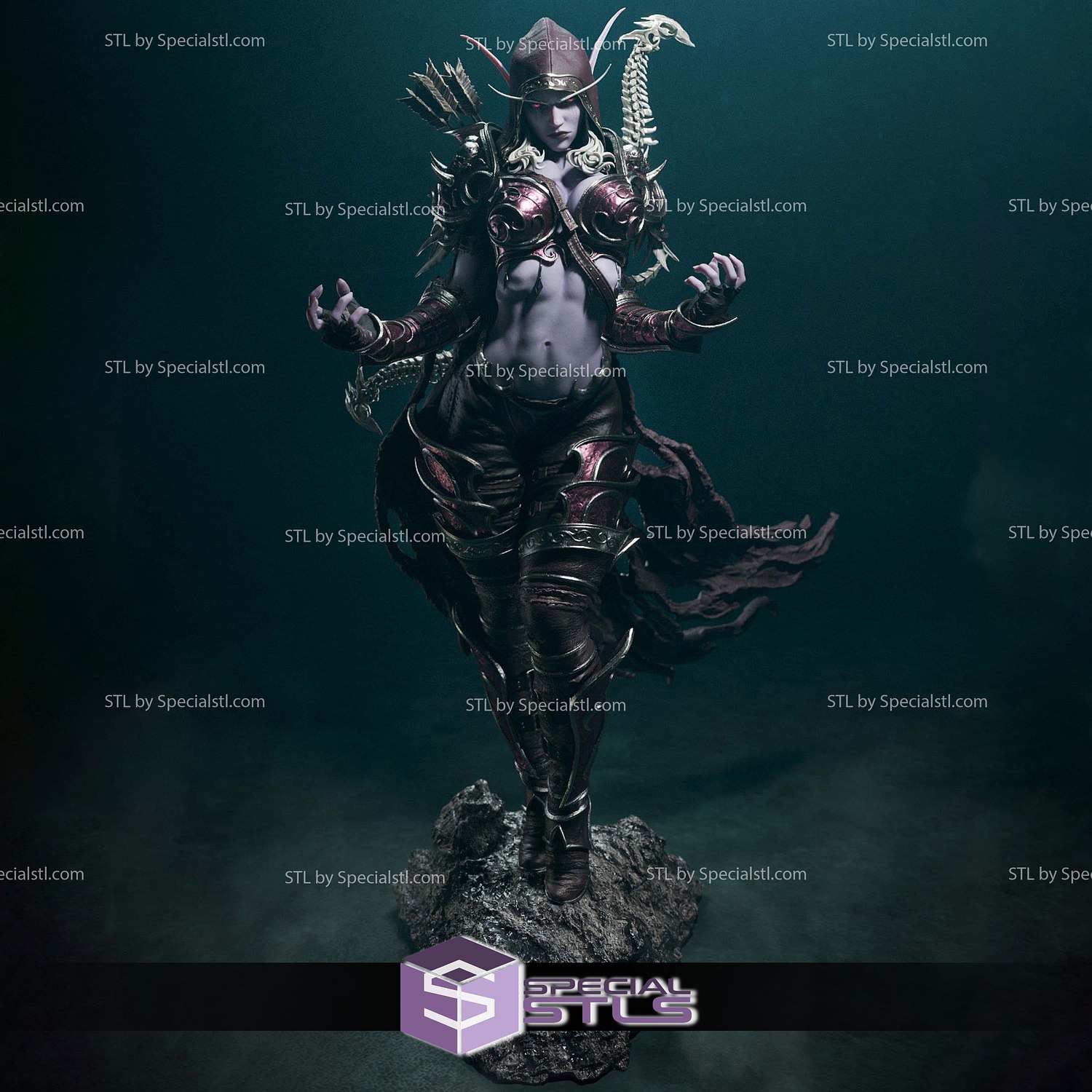 Sylvanas Windrunner Dark Warcraft 3D Printer Files STL Model — view 4