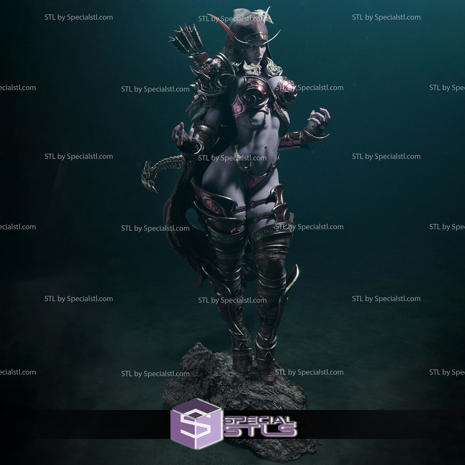 Sylvanas Windrunner Dark Warcraft 3D Printer Files STL Model — view 5
