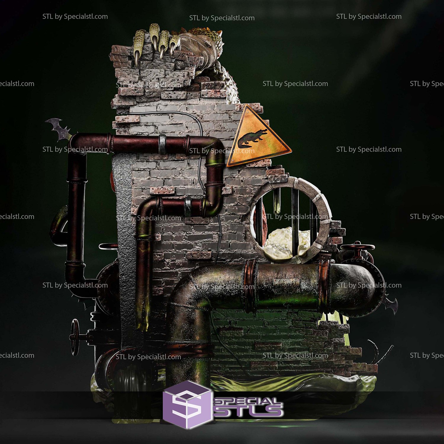 Killer Croc Diorama 3D Printer Files STL Model — view 2