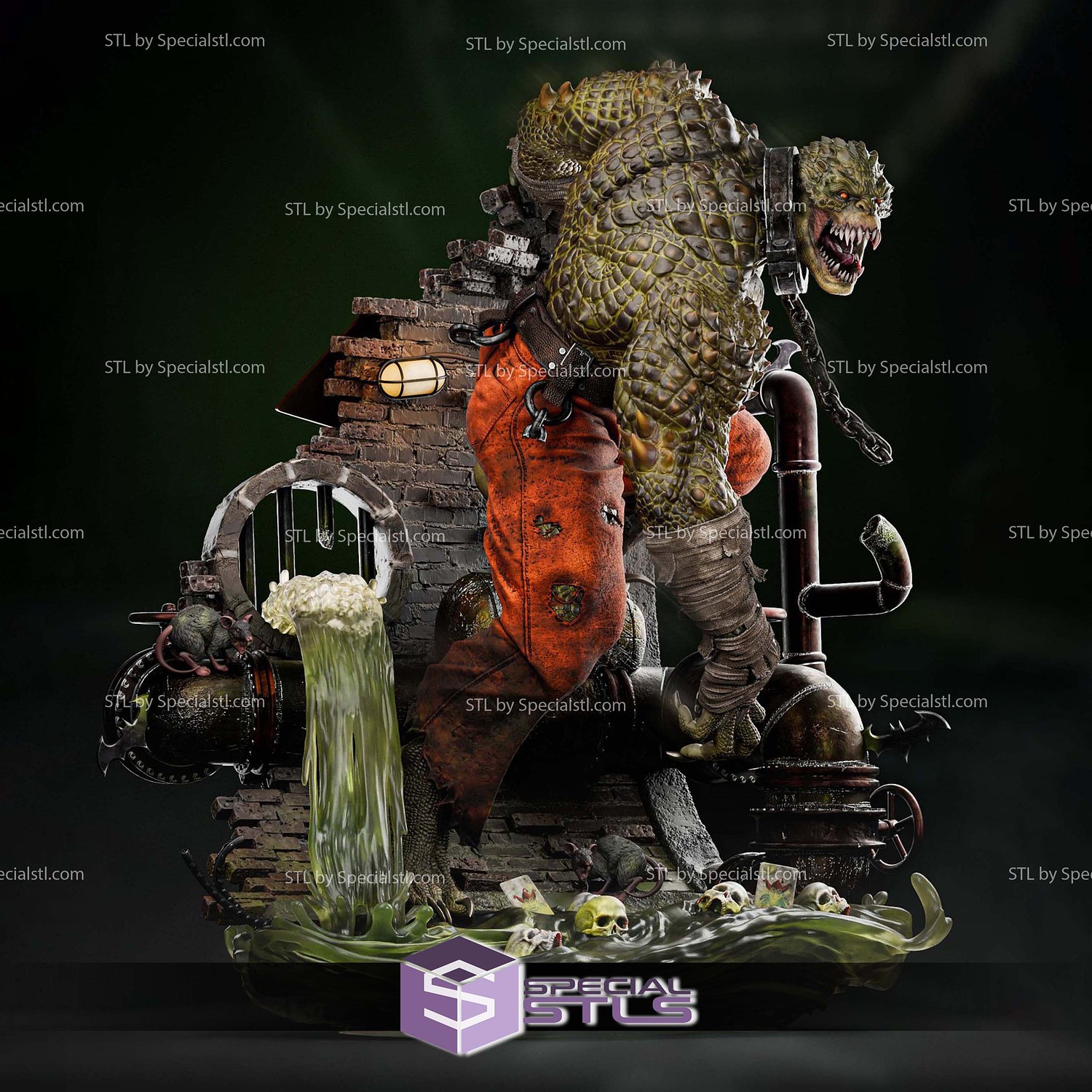 Killer Croc Diorama 3D Printer Files STL Model — view 3