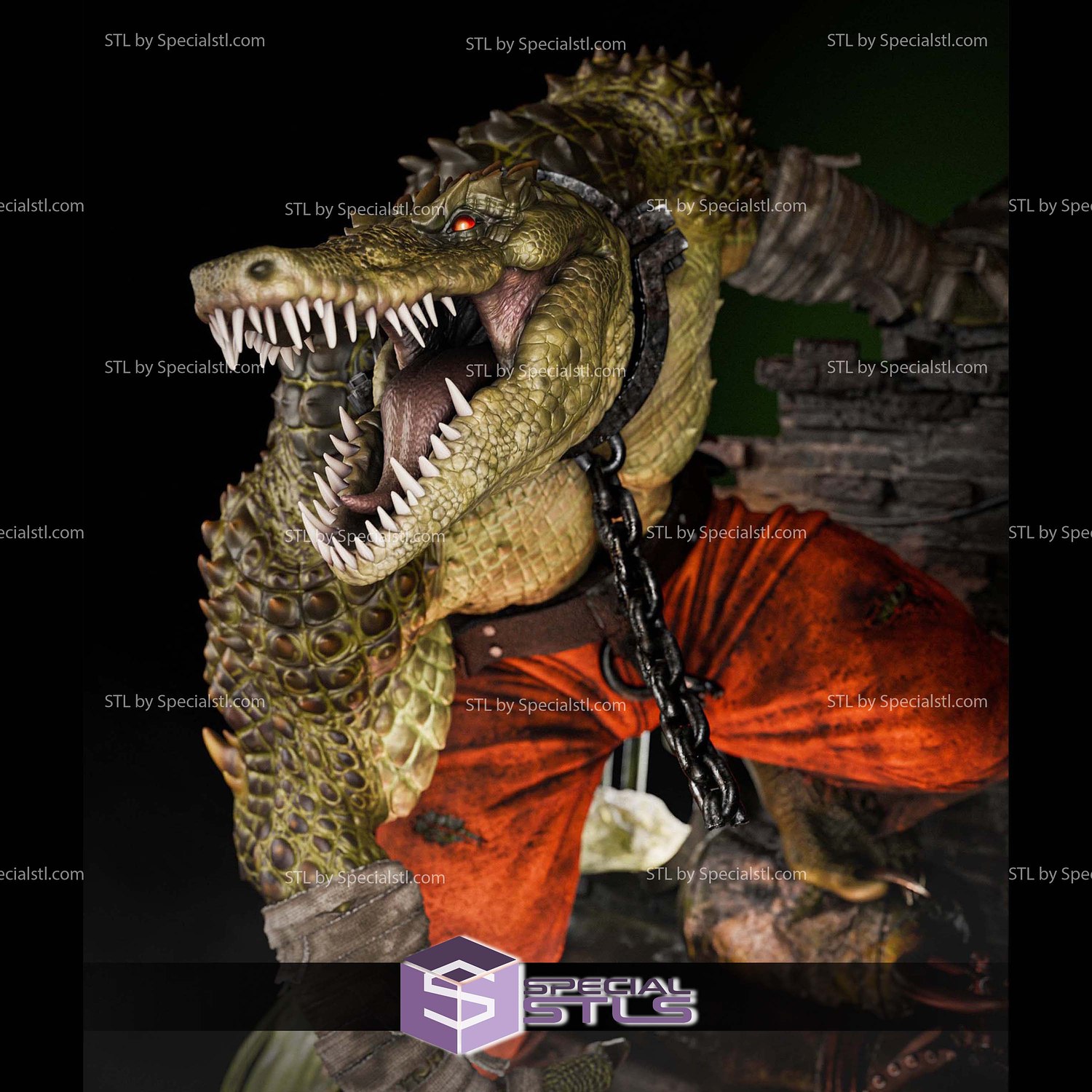 Killer Croc Diorama 3D Printer Files STL Model — view 4