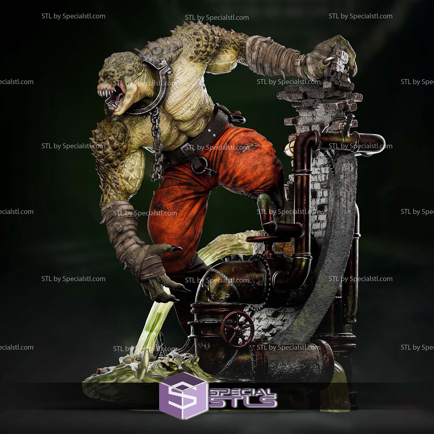 Killer Croc Diorama 3D Printer Files STL Model — view 5