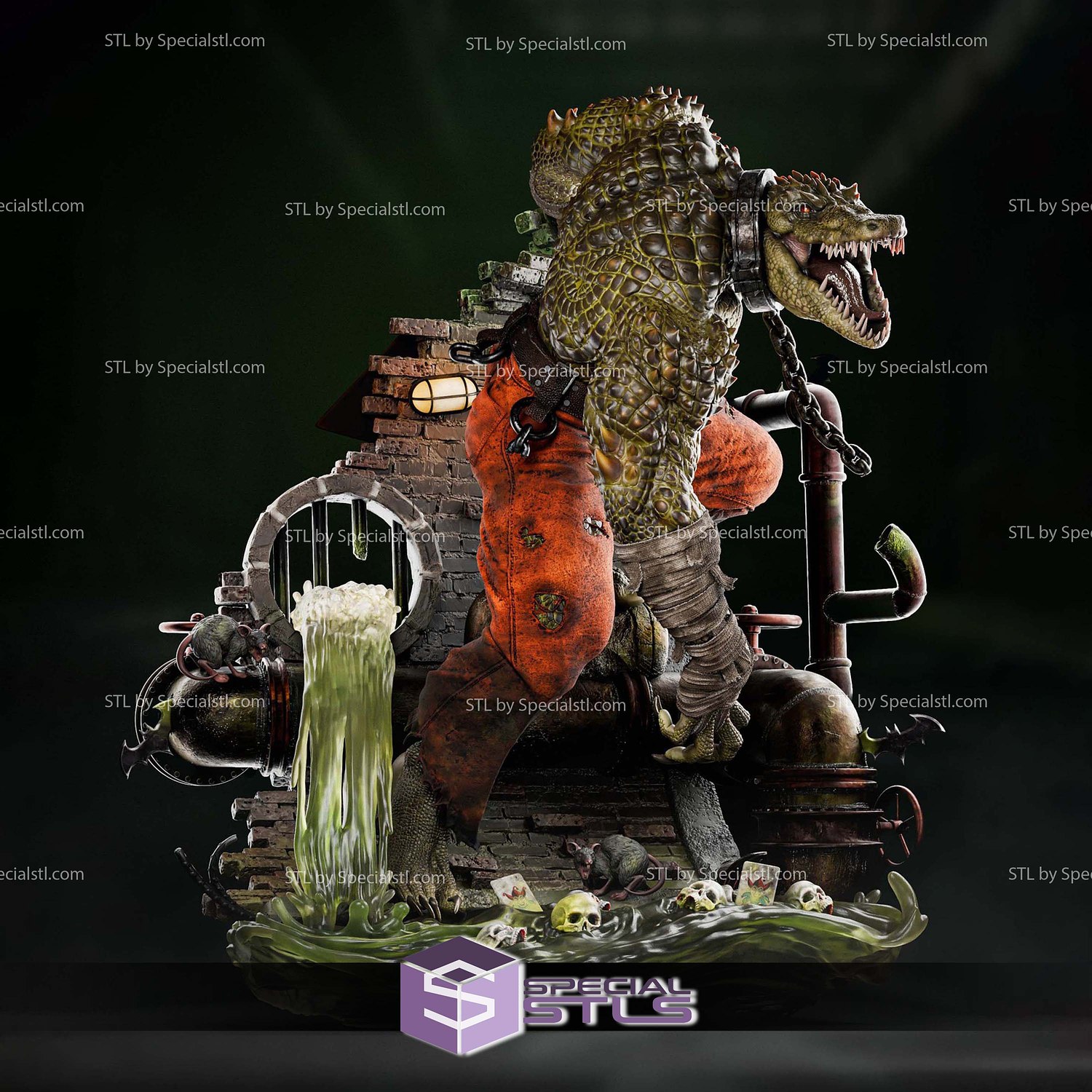 Killer Croc Diorama 3D Printer Files STL Model — view 6