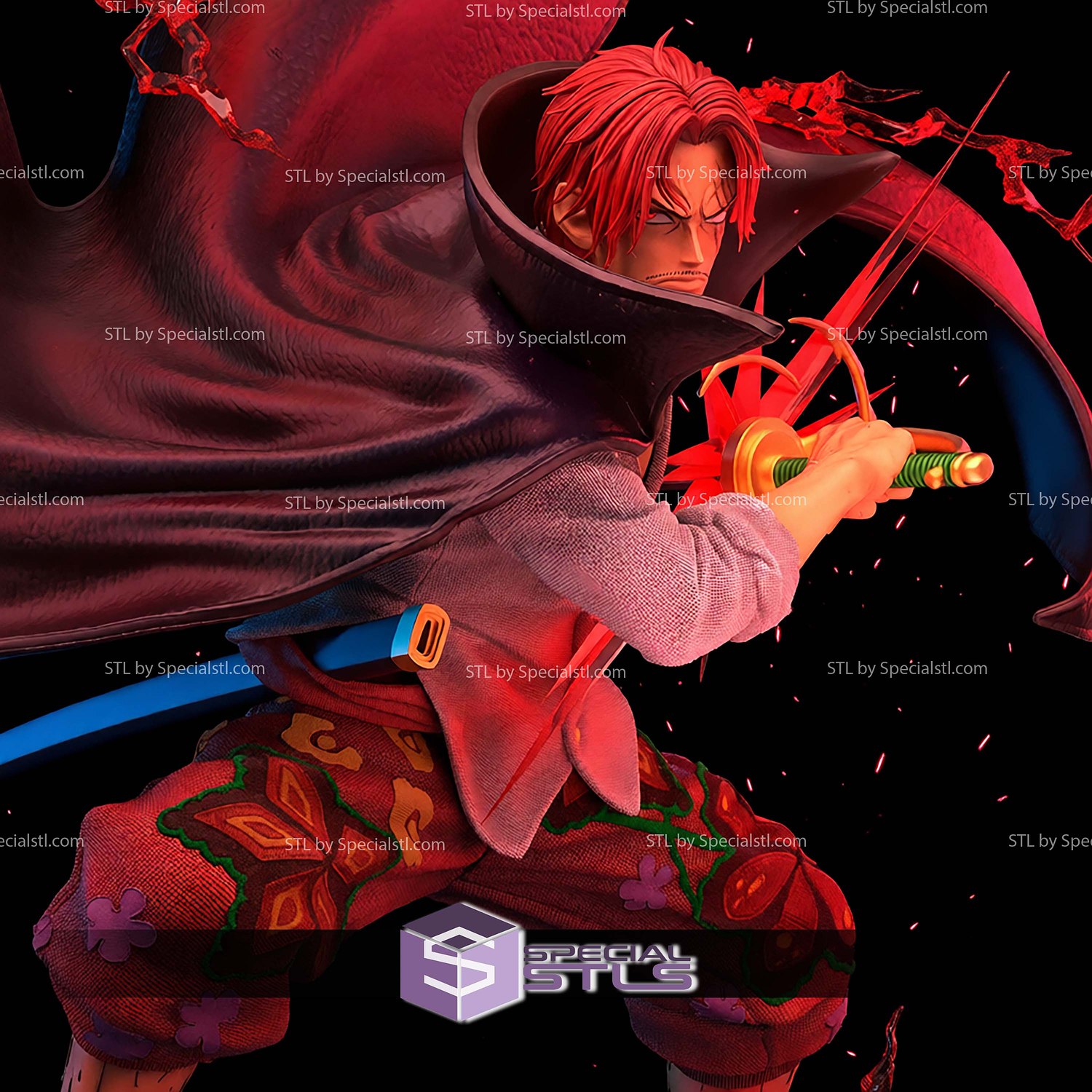 Red Haired Shanks 295mm STL Files 3D Model — view 6