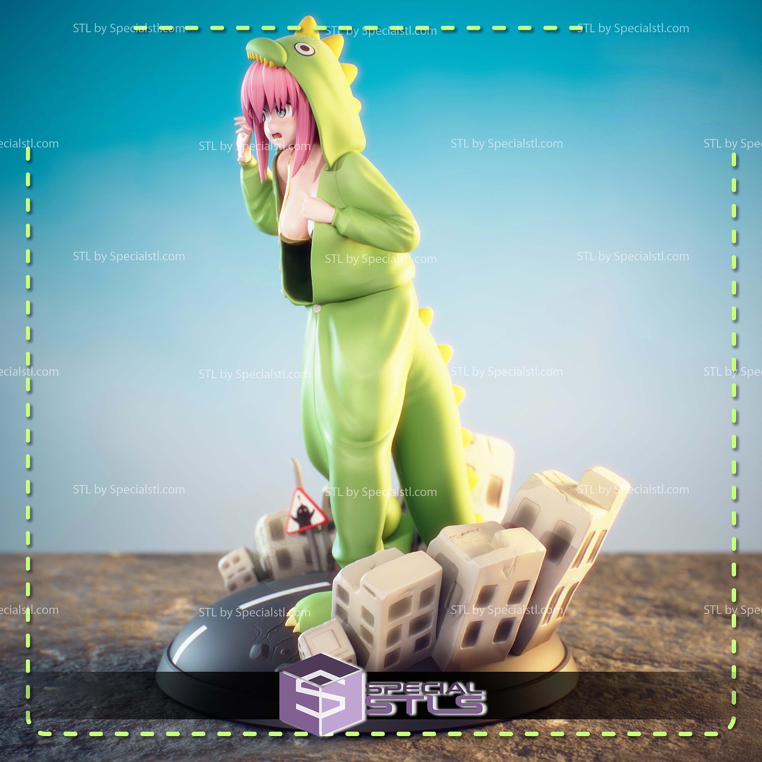 Hitori Gotou Dinosaur 3D Printer Files STL Model — view 3