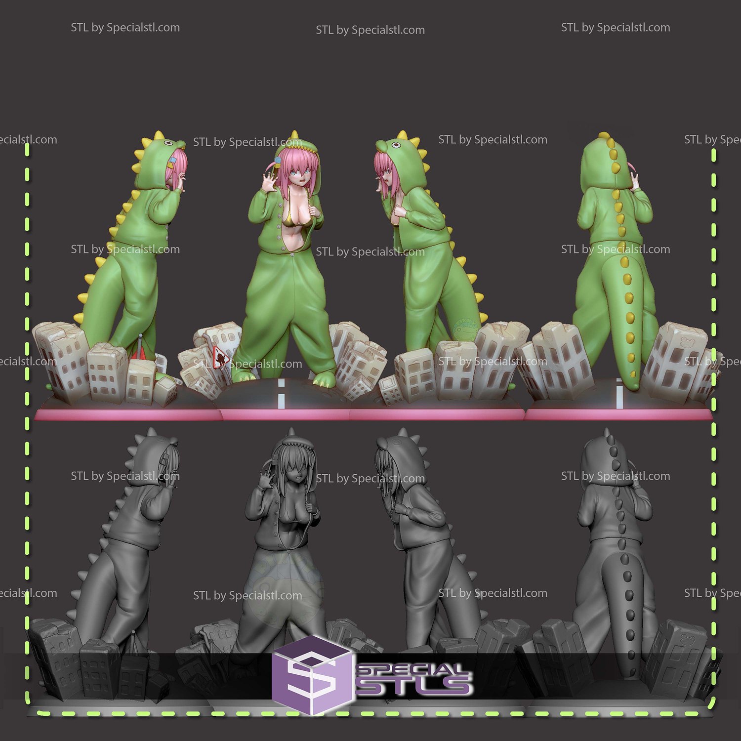 Hitori Gotou Dinosaur 3D Printer Files STL Model — view 6