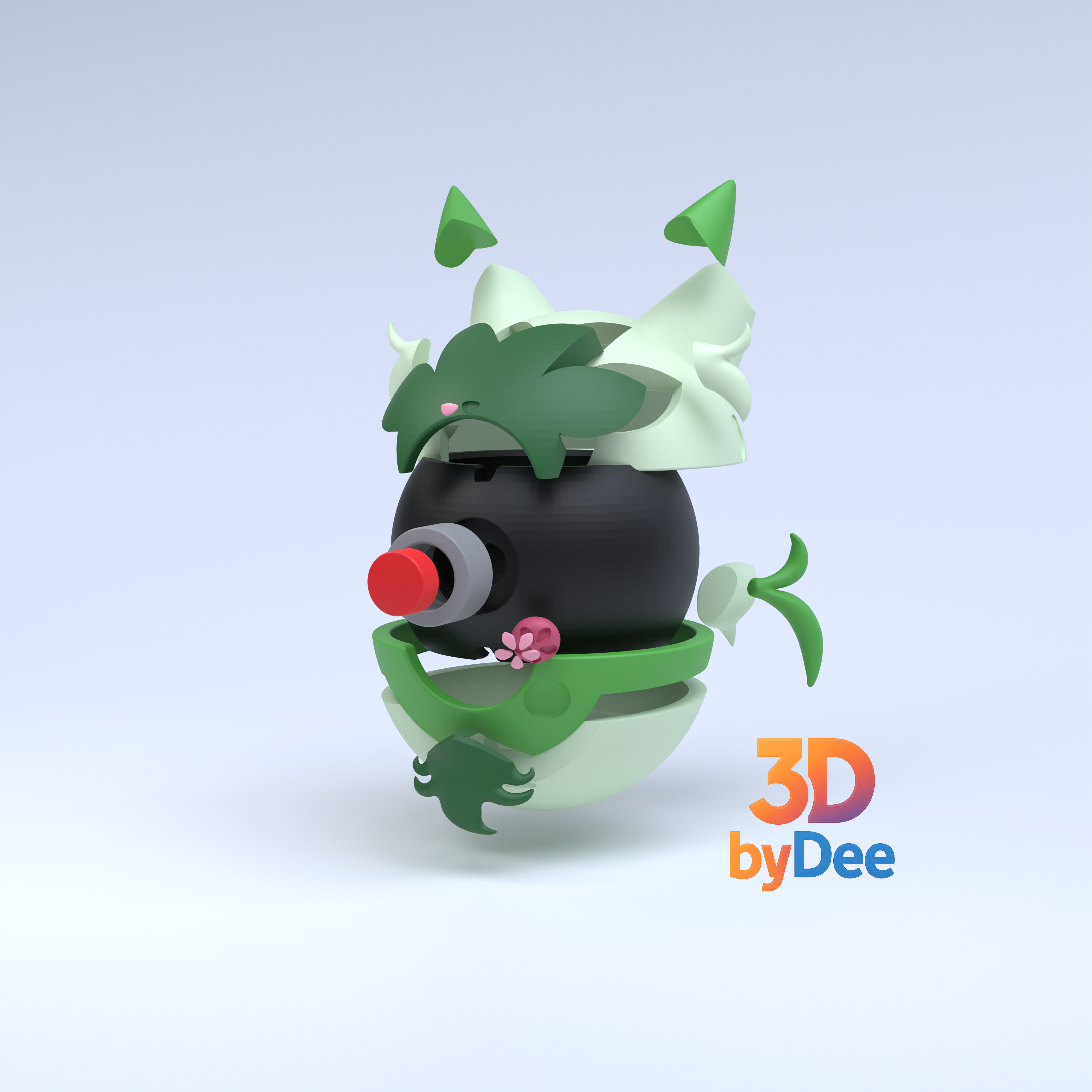 Floragato Pokeball 3D 3MF Model — view 2