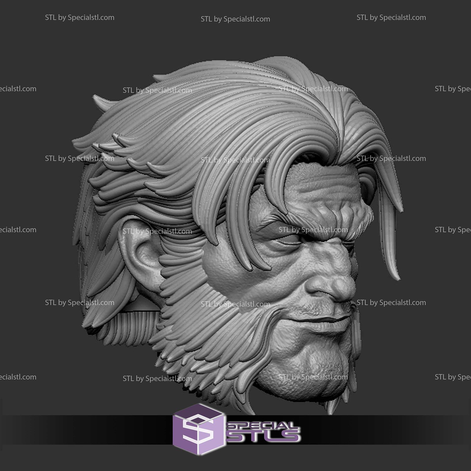 Custom Figure Head STL Collection - Wolverine Ultimate Smirking 3D Model — view 2
