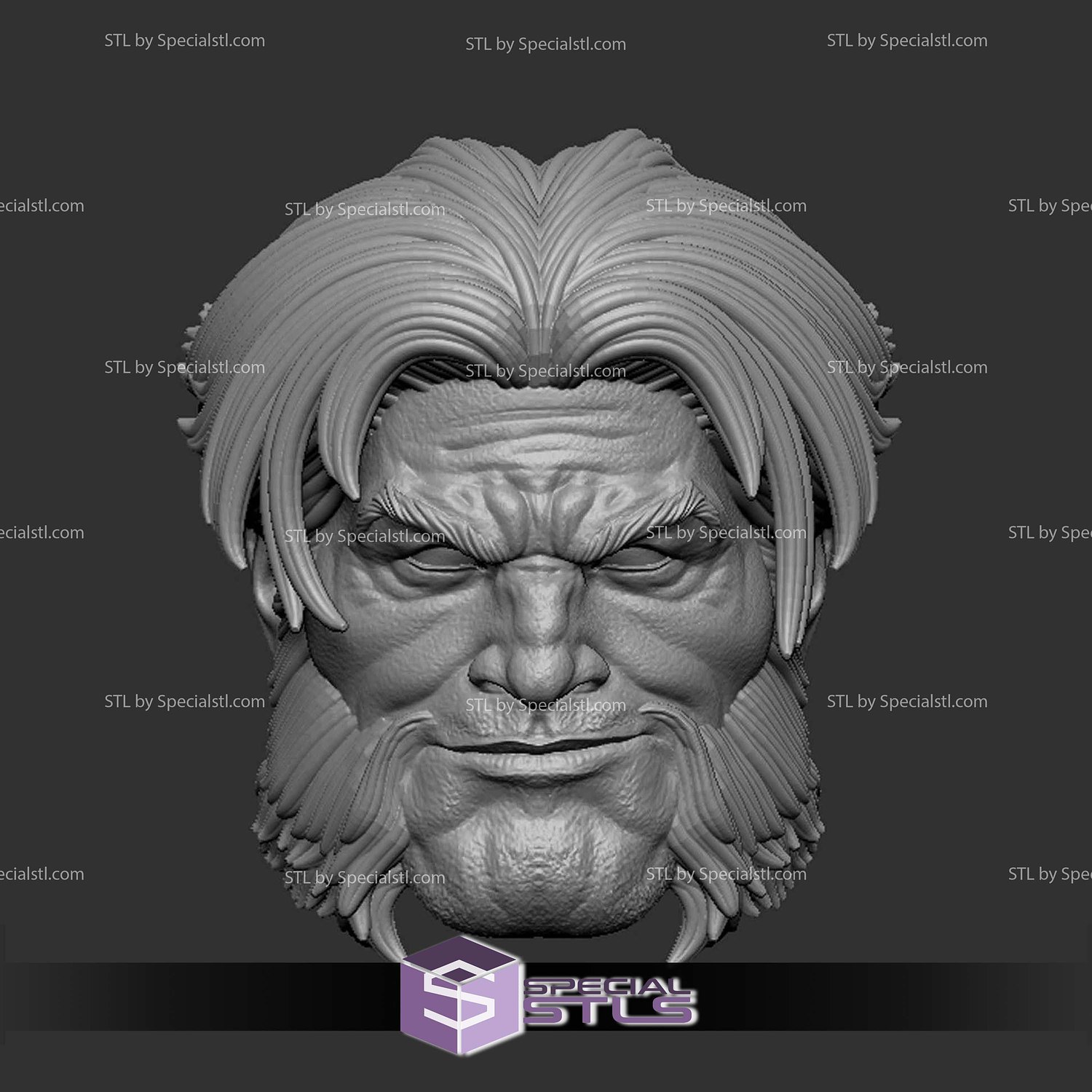 Custom Figure Head STL Collection - Wolverine Ultimate Smirking 3D Model — view 3