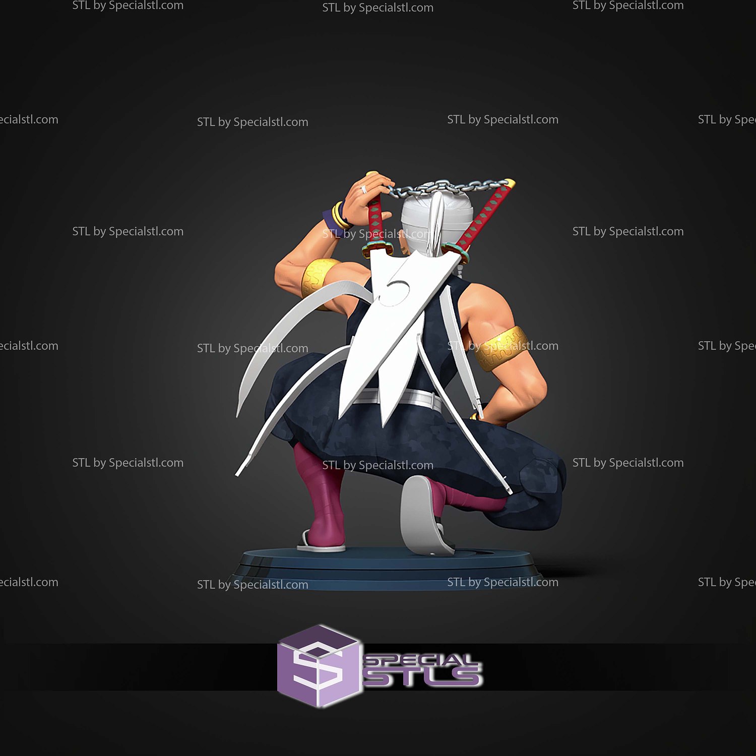 Tengen Uzui Demon Slayer Basic Sitting STL Files 3D Model — view 7