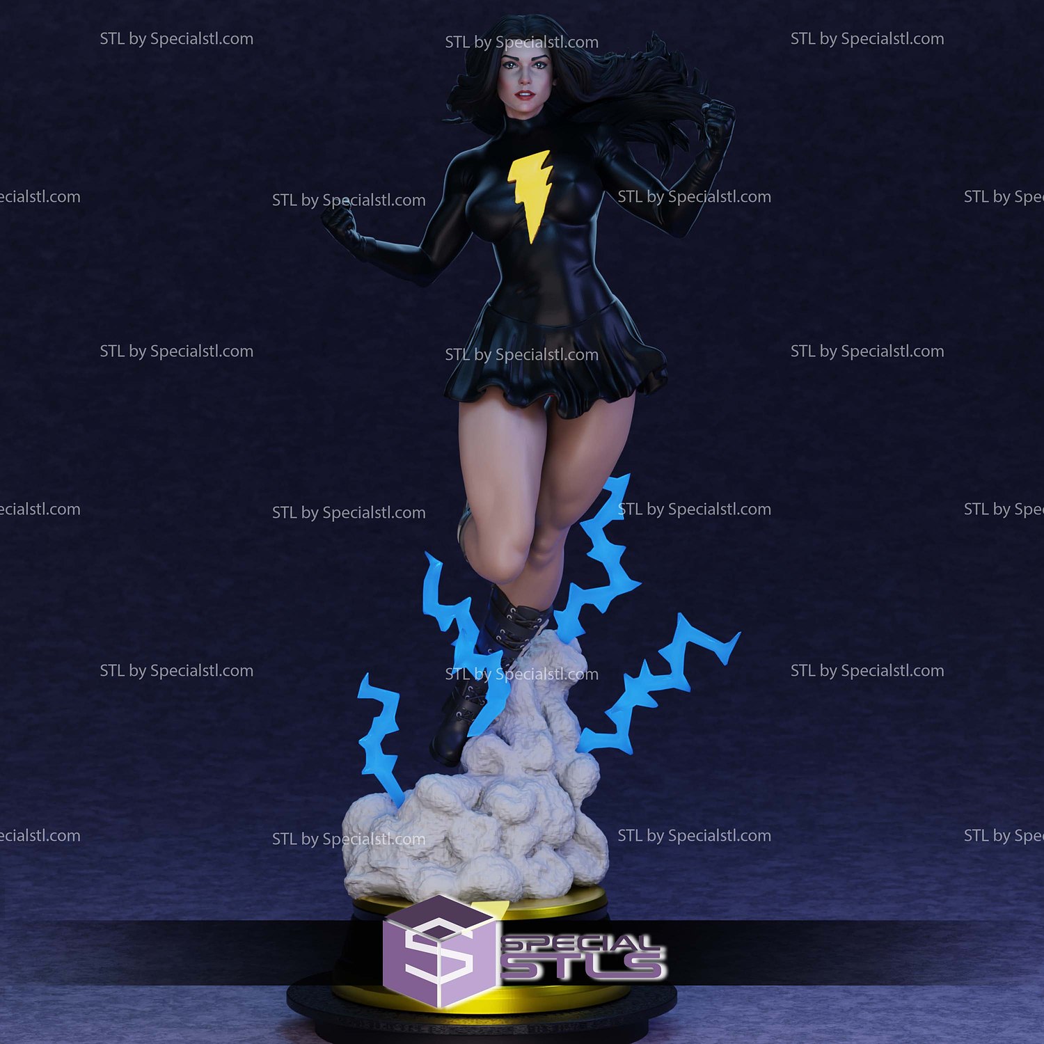 Black Mary Marvel STL Files 3D Model — view 2