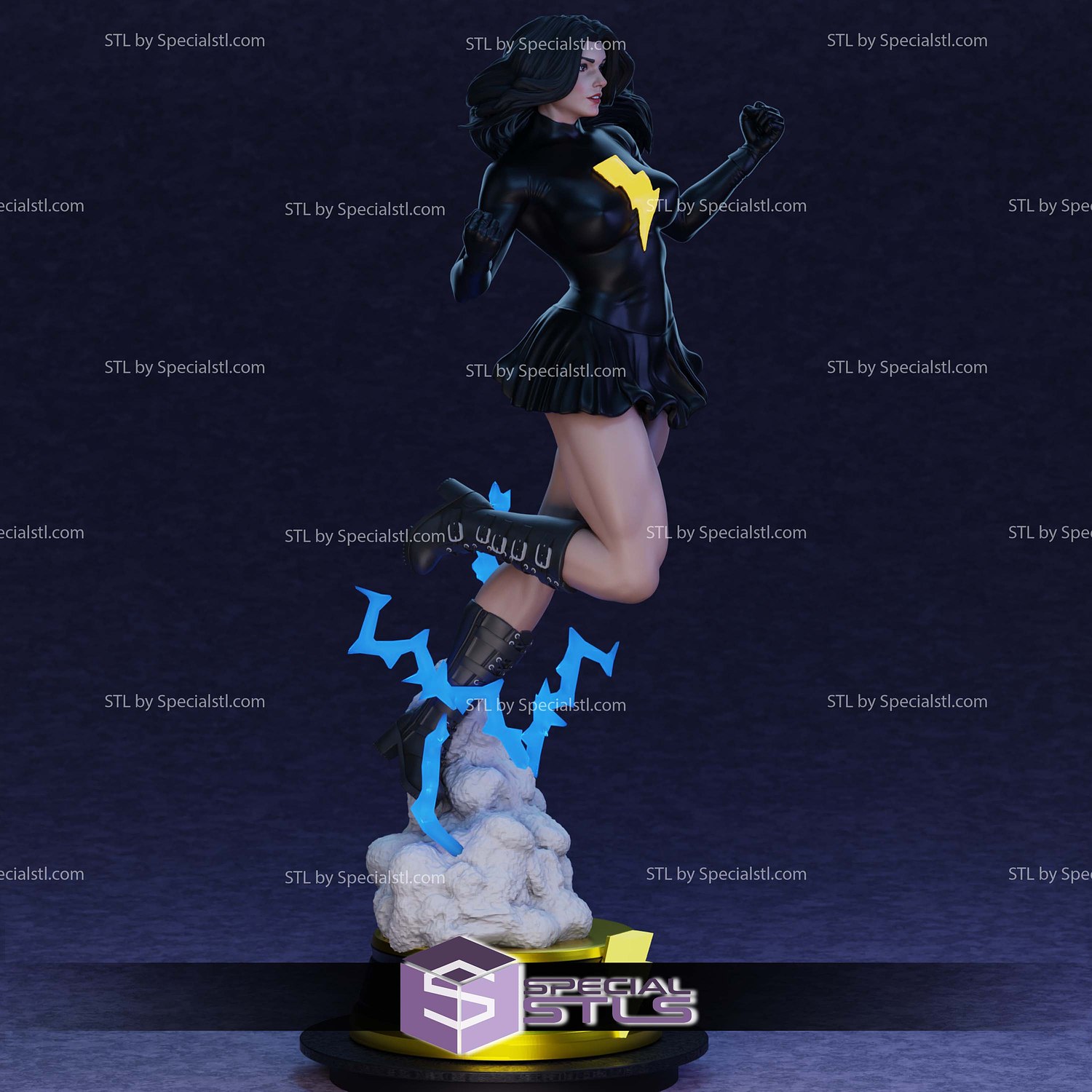 Black Mary Marvel STL Files 3D Model — view 3