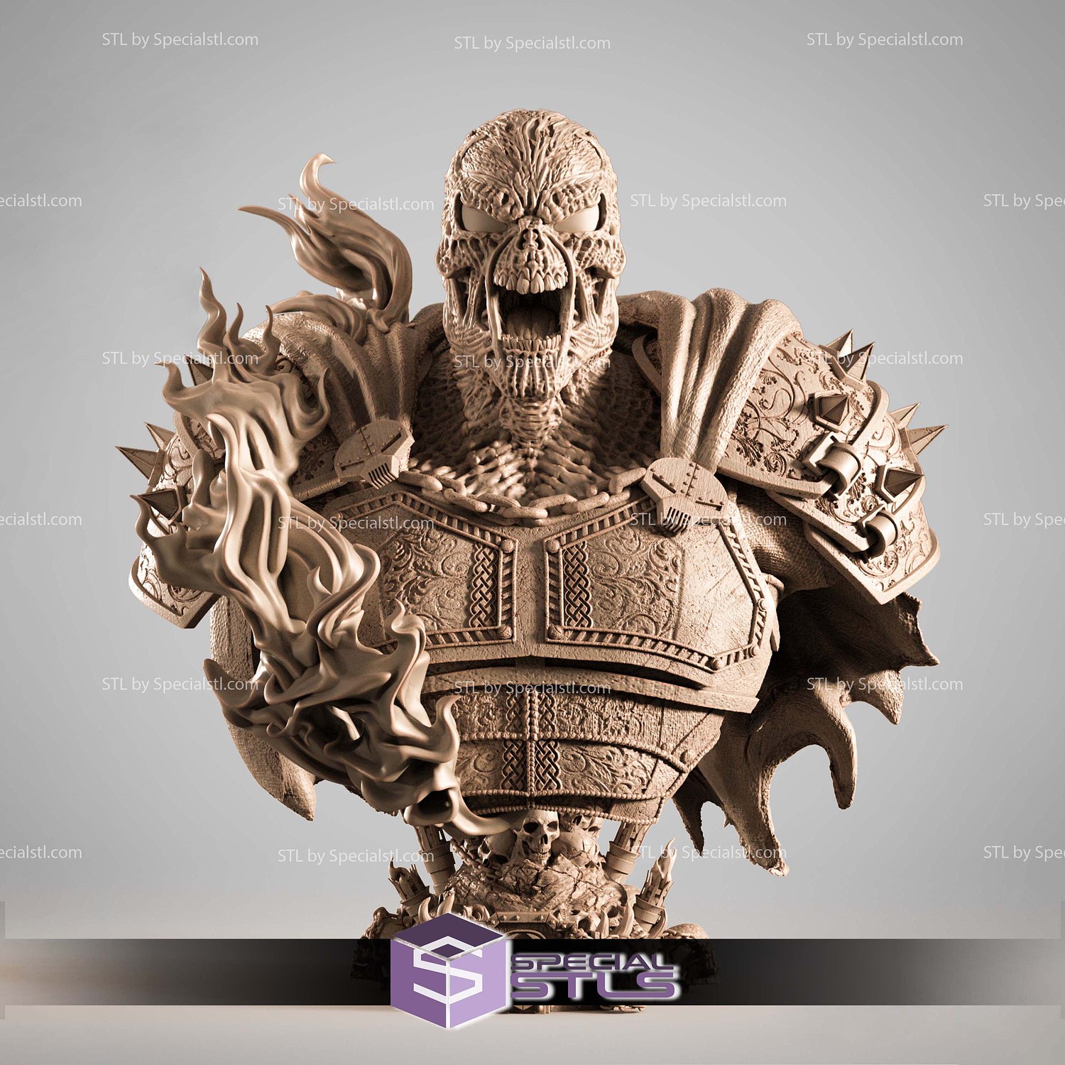 Medieval Spawn Portrait Bust 3D Printer Files STL Model — view 2