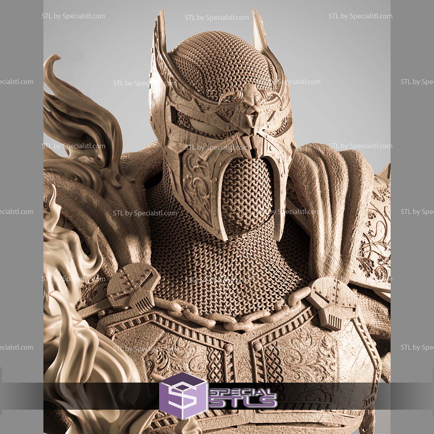 Medieval Spawn Portrait Bust 3D Printer Files STL Model — view 4
