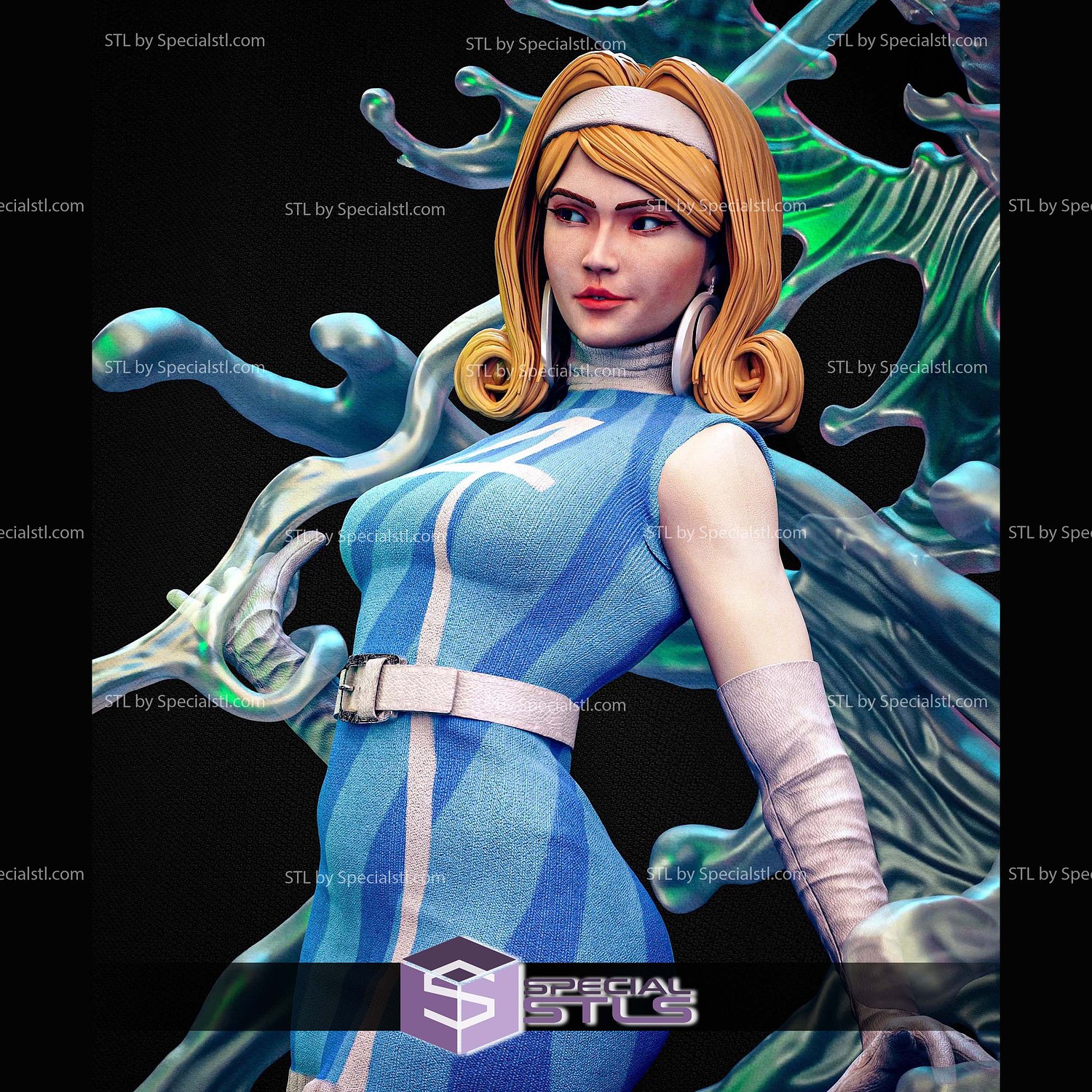 Invisible Woman Umbrella STL Files 3D Model — view 5
