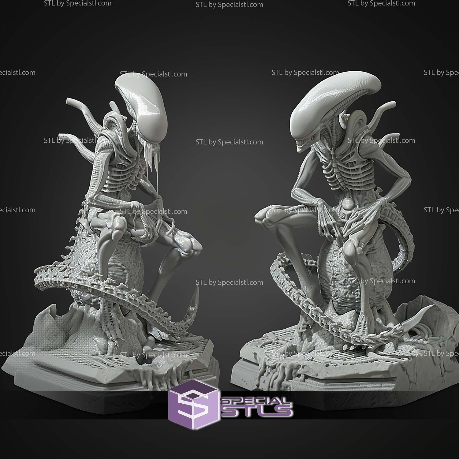 Xenomorph Smoke Break Version 190mm STL Files 3D Model — view 2