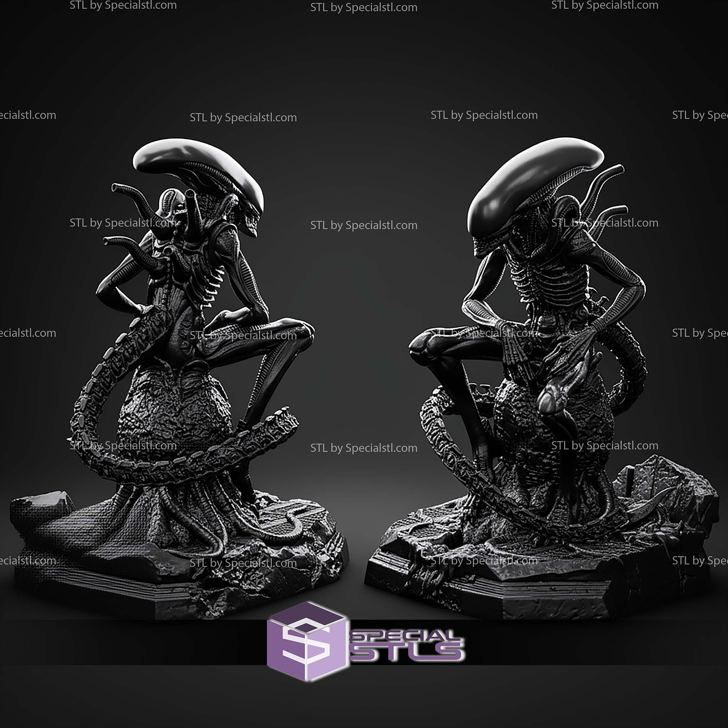 Xenomorph Smoke Break Version 190mm STL Files 3D Model — view 4