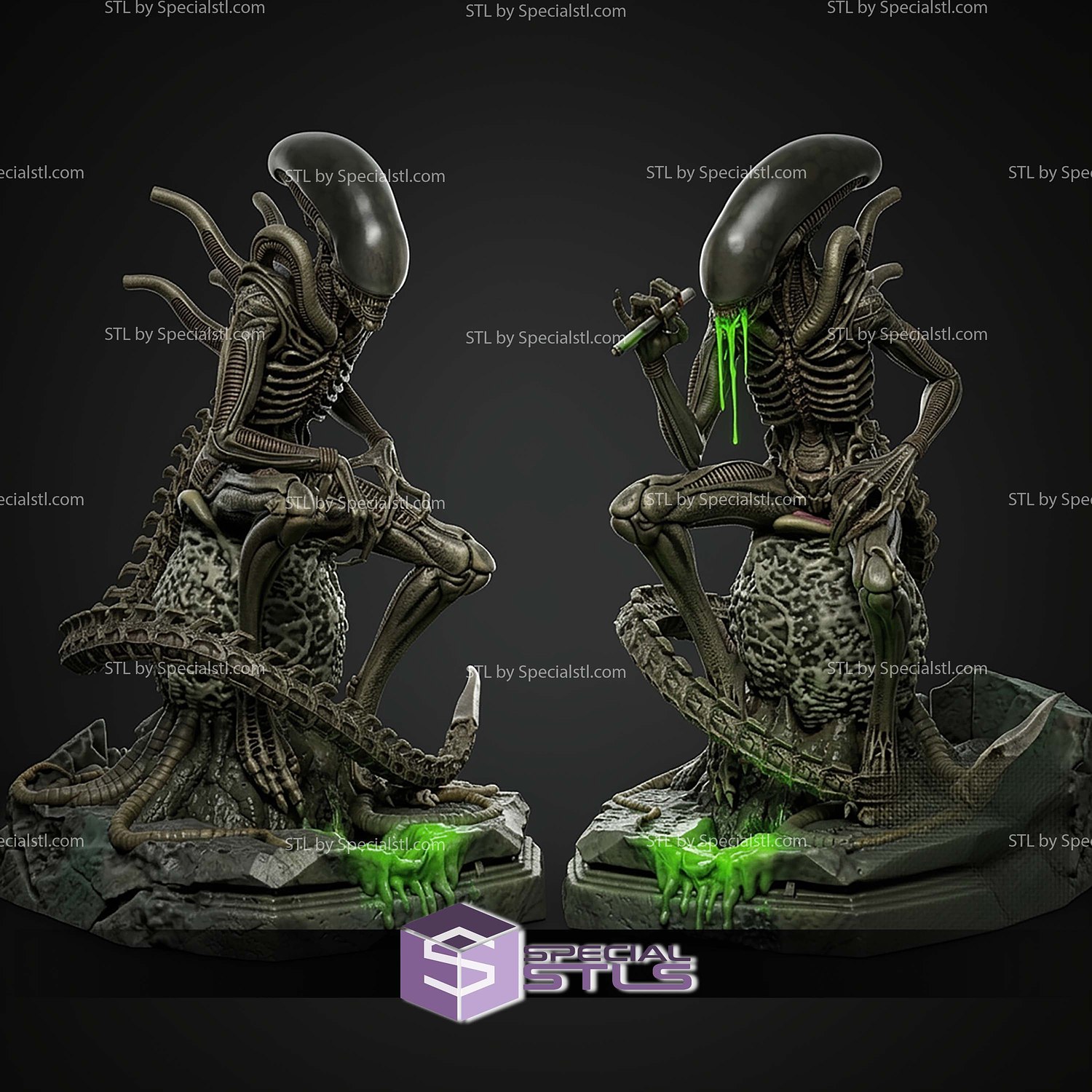 Xenomorph Smoke Break Version 190mm STL Files 3D Model — view 5