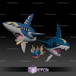 Pokemon STL Collection Carvanha Sharpedo mega Evolution 3D Model