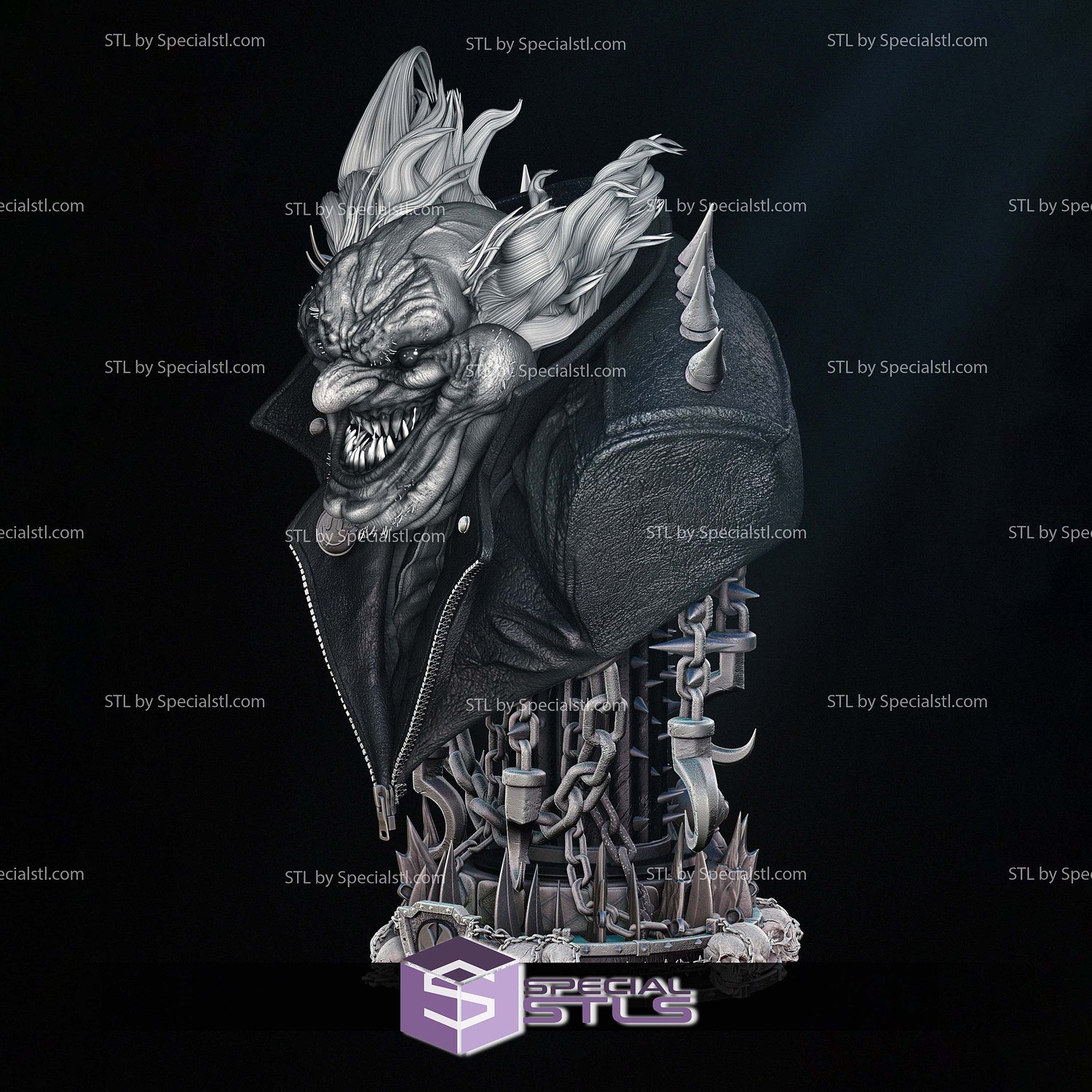 Violator Clown Bust Portrait Digital STL Files 3D Model — view 2
