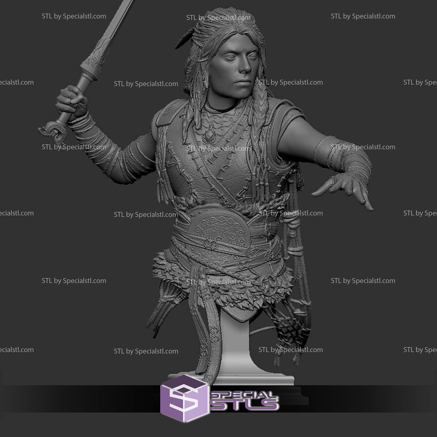 Freya God Of War Ragnarok V2 Bust STL Files 3D Model — view 3