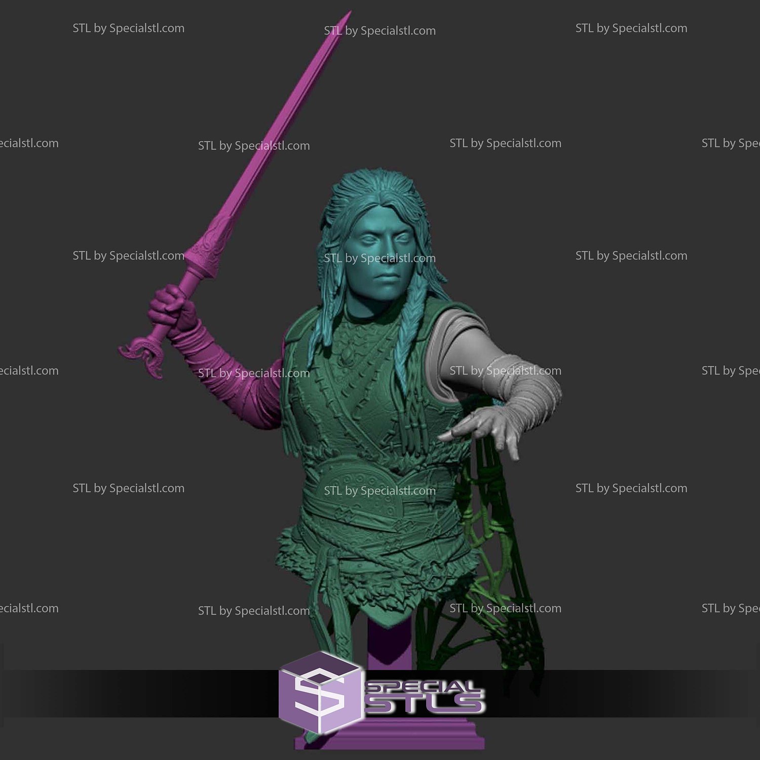 Freya God Of War Ragnarok V2 Bust STL Files 3D Model — view 4