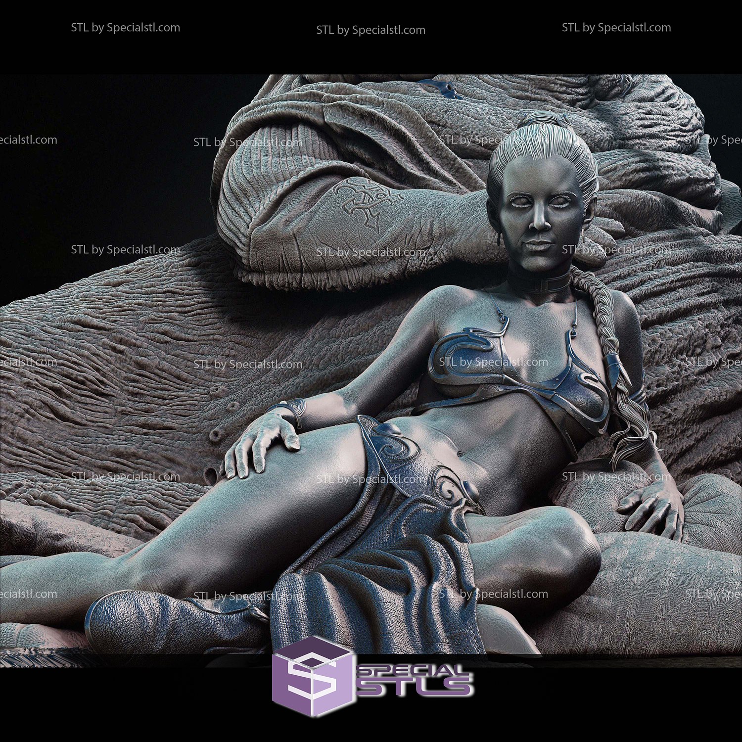 Jabba The Hutt and Leia V4 3D Print Model STL Model — view 2