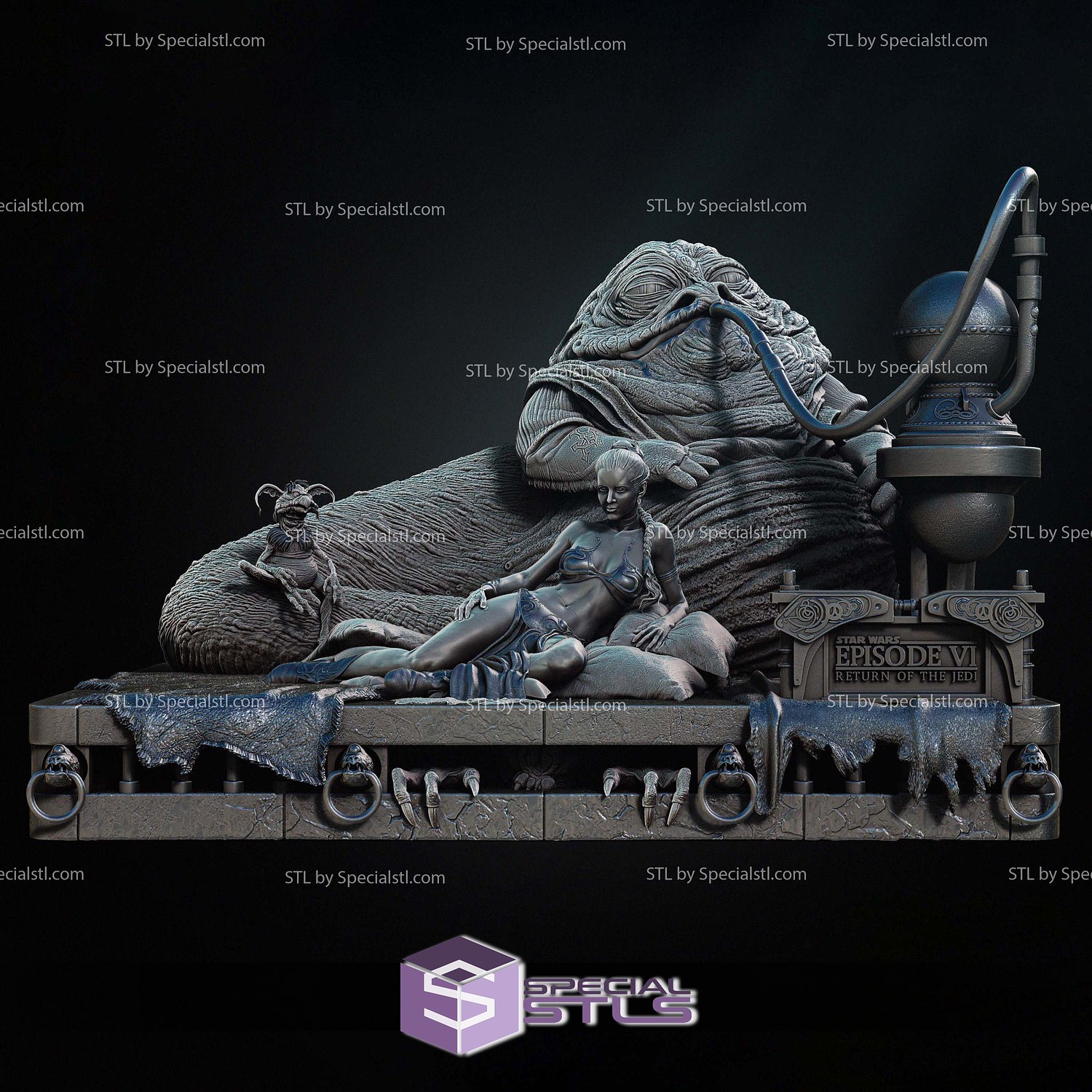 Jabba The Hutt and Leia V4 3D Print Model STL Model — view 3