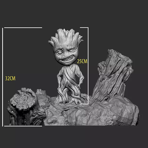 Baby Groot Sculpture 3D Print Model - STL Files for 3D Printing Model