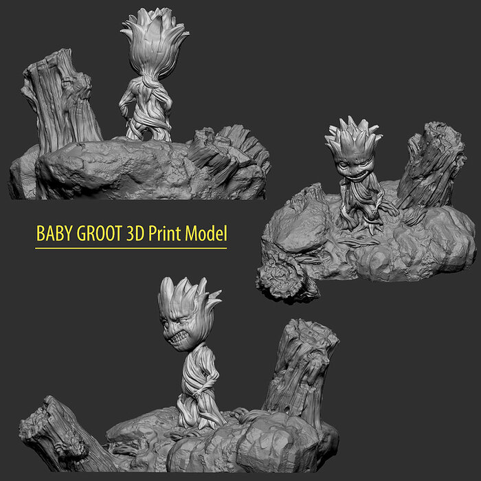 Baby Groot Sculpture 3D Print Model - STL Files for 3D Printing Model — view 2