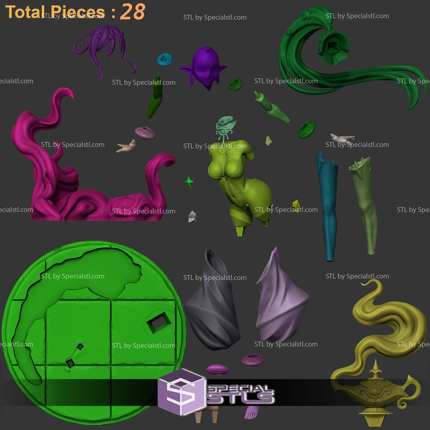 Genie Monster Girl 192mm STL Files 3D Model — view 2