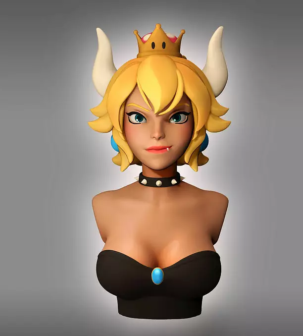 Bowsette 3D Print Model legend of zelda person bust OBJ Model