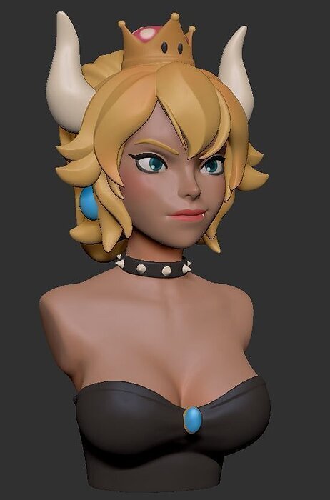 Bowsette 3D Print Model legend of zelda person bust OBJ Model — view 2