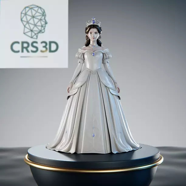 Fantasy Princess Statue - Royal Queen Gown 3D BLEND Model