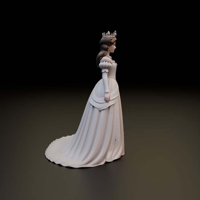 Fantasy Princess Statue - Royal Queen Gown 3D BLEND Model — view 4