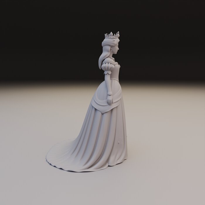 Fantasy Princess Statue - Royal Queen Gown 3D BLEND Model — view 5