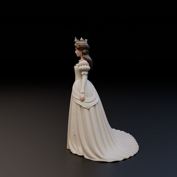 Fantasy Princess Statue - Royal Queen Gown 3D BLEND Model — view 6