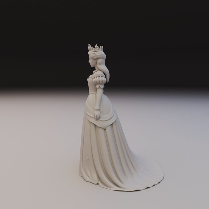 Fantasy Princess Statue - Royal Queen Gown 3D BLEND Model — view 7