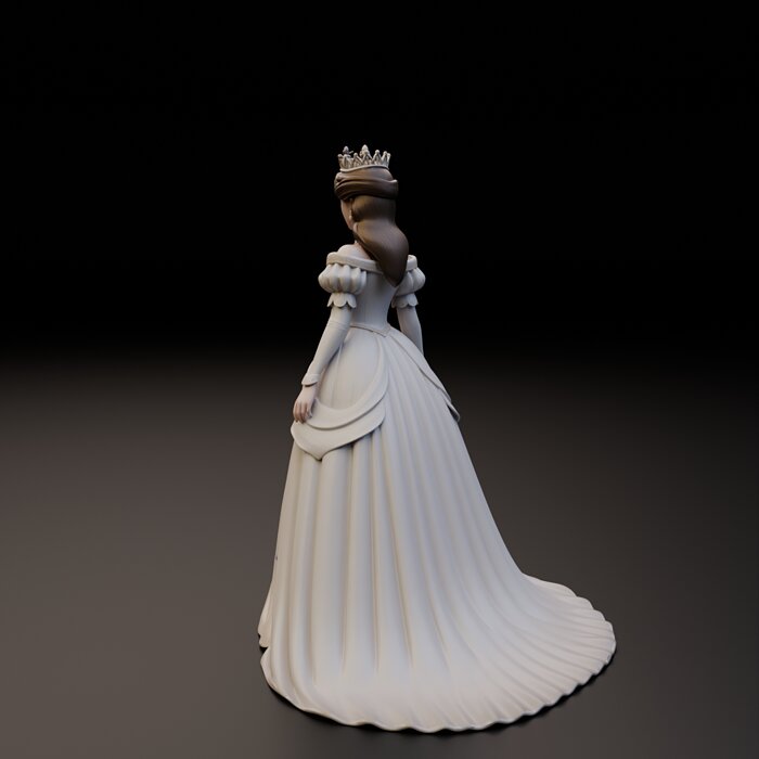 Fantasy Princess Statue - Royal Queen Gown 3D BLEND Model — view 8