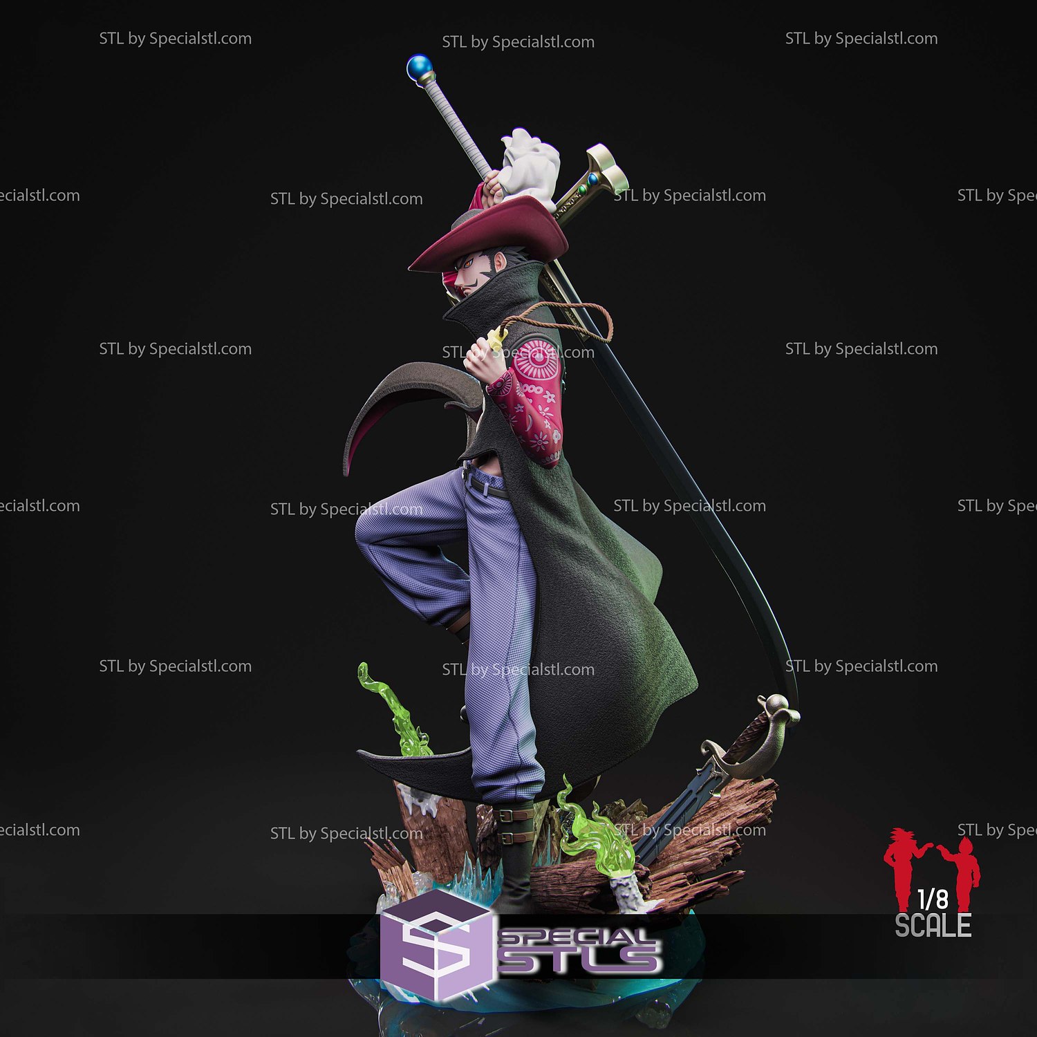 Dracule Mihawk Broken Base STL Files 3D Model — view 2