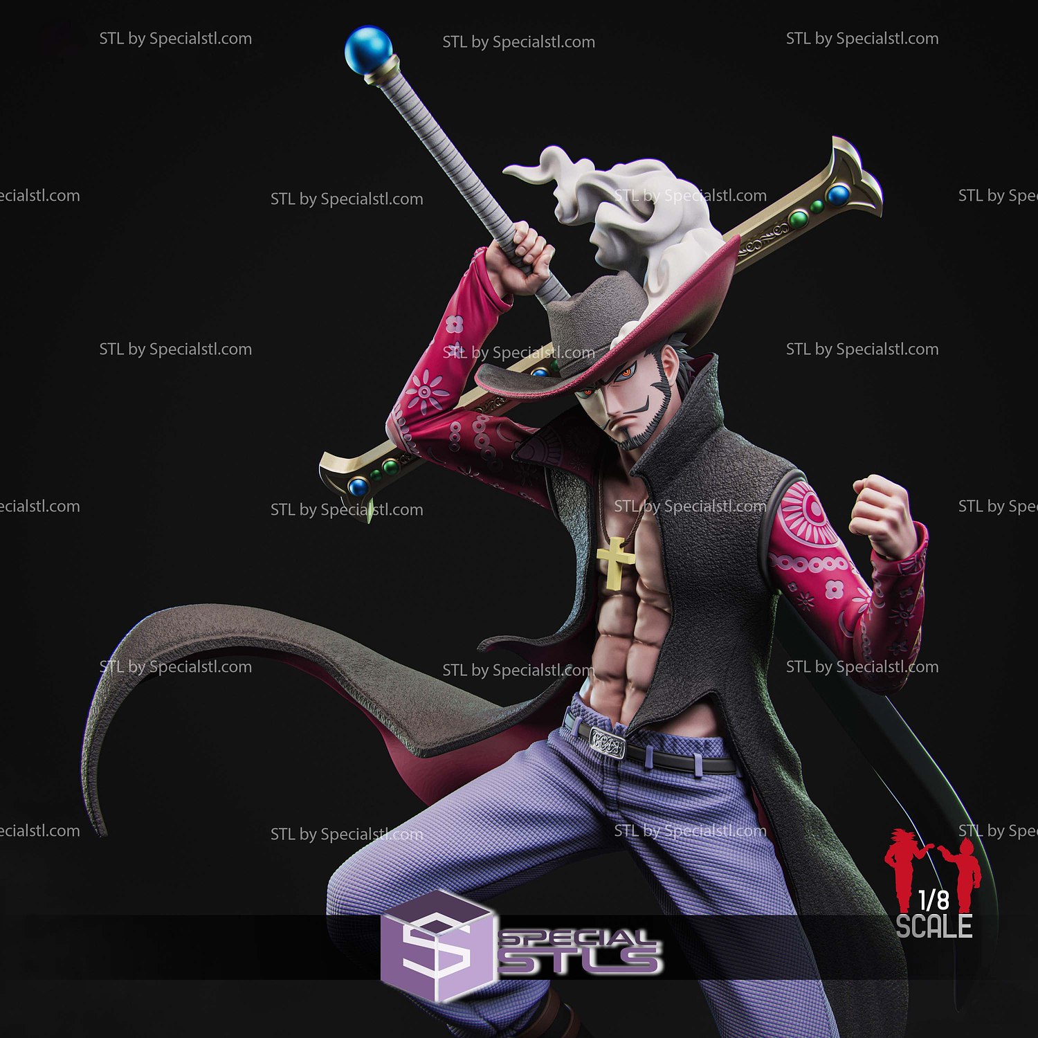 Dracule Mihawk Broken Base STL Files 3D Model — view 4
