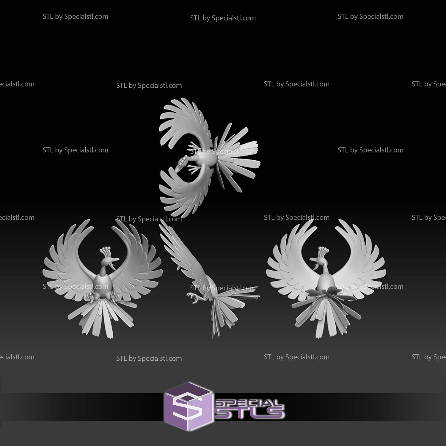 Pokemon STL Collection Hooh 3D Model — view 2