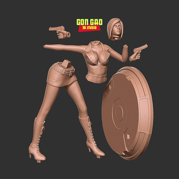 Female assassin Remake 3D ZTL Model — view 2