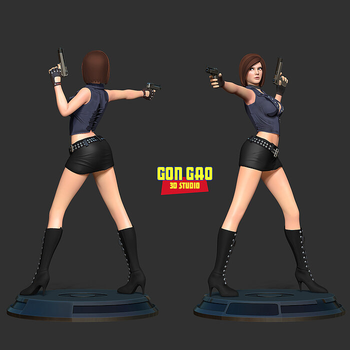 Female assassin Remake 3D ZTL Model — view 3