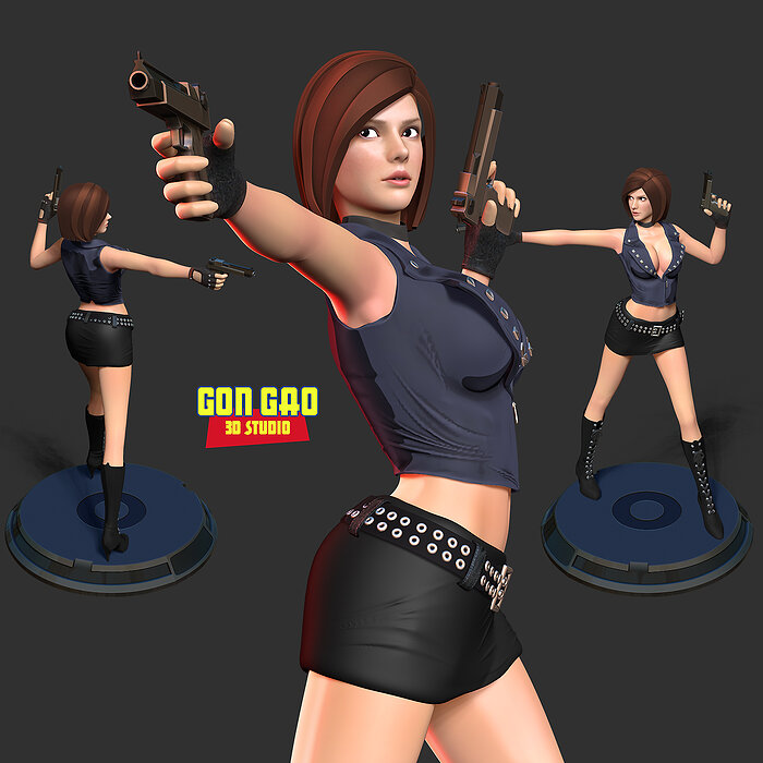 Female assassin Remake 3D ZTL Model — view 4