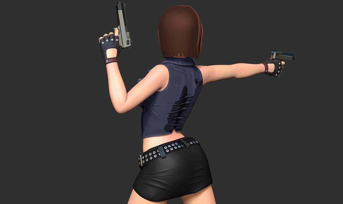 Female assassin Remake 3D ZTL Model — view 6