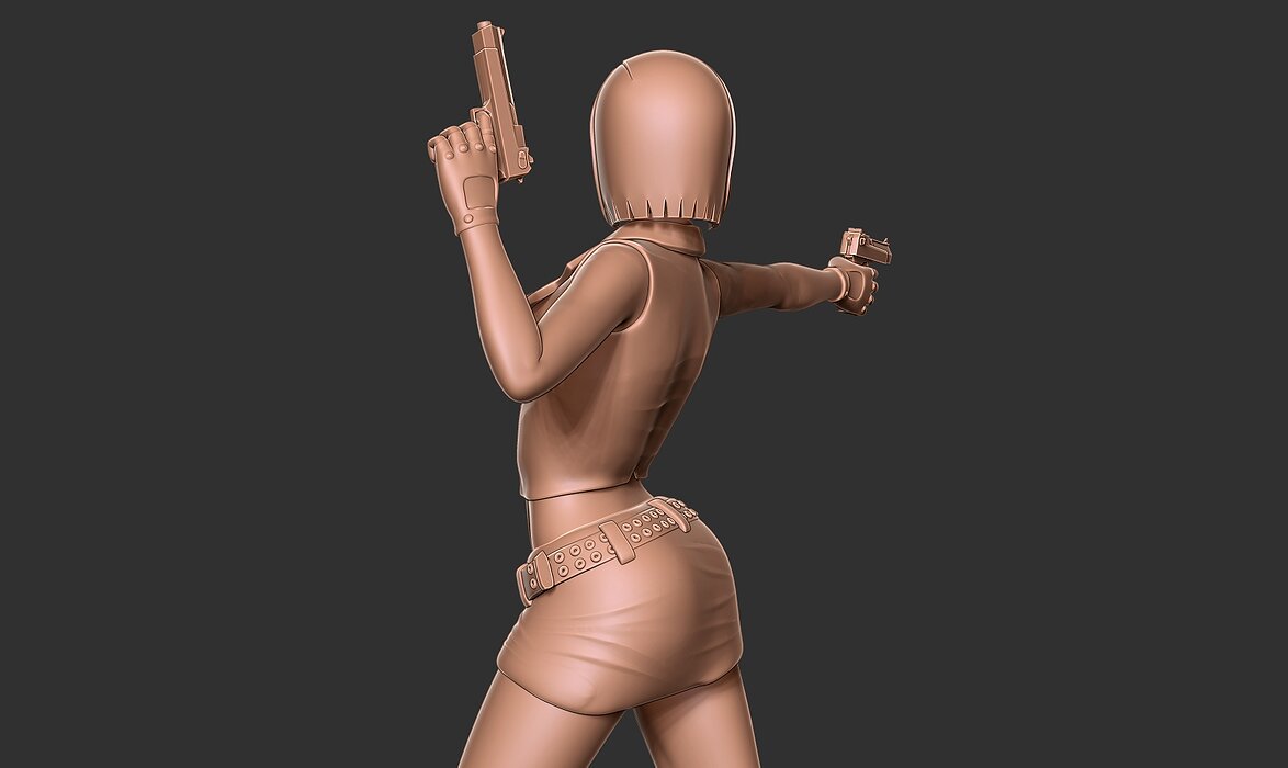 Female assassin Remake 3D ZTL Model — view 8
